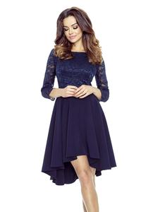 Dark Blue Evening Dress with Lace Top
