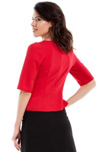 Red Classic 1/2 Sleeves Blouse