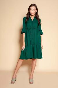 Green Frilled Dress with Buttons Closure