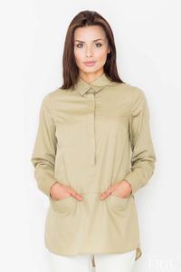 Olive Green Front Pockets Shirt