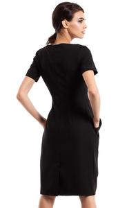 Black Wrinkled Slim Waist Knee Length Dress