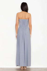 Grey Bandeau Maxi Dress with Side Slit