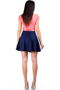 Dark Blue Flared Light Pleates Girlish Mini Skirt