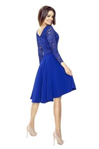 Blue Evening Dress with Lace Top