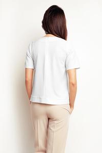 Ecru Short Sleeves Top with a Frill