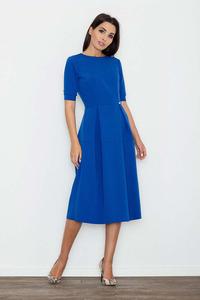 Blue Elegant Short Sleeves Midi Dress