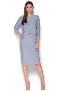 Grey Back Slit Knee Length Shift Dress