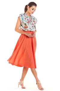 Coral Midi Skirt with Pockets