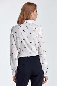 Twig Pattern Long Sleeved Shirt with Round Collar