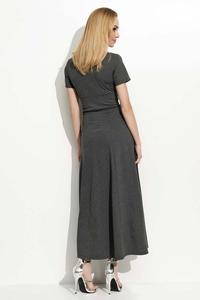 Dark Grey Maxi Long Deep Neckline Dress