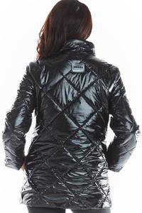 Black Shiny High Neck Fall Jacket