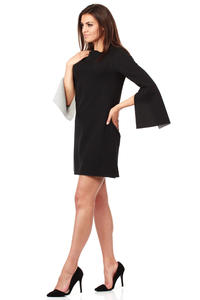 Black Modern Mini Monk Shirt Dress