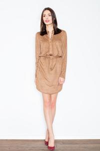 Brown Snaps Closure Mini Dress