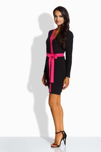 Black Mini Dress With Contrast Pink Piping