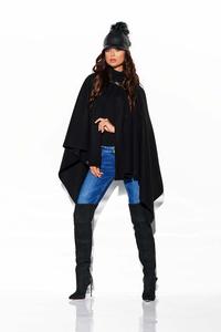 Black Asymmetrical Poncho with Hood