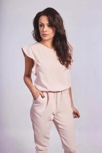 Pink Romantic Tapered Legs Jumpsuit with Frills