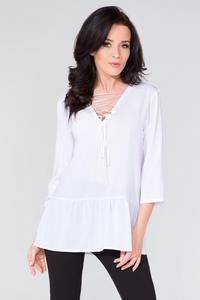 White Frilled Lace-up Front Blouse