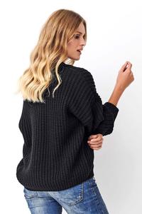 Black Classic Oversize Sweater with V-neck