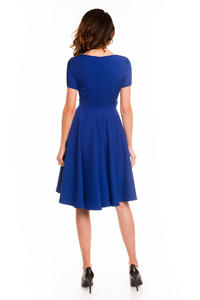 Blue Short Sleeves Light Pleats Dress