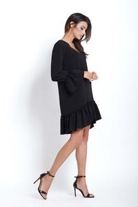 Black Women Airy Dress With Frills