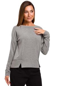 Gray Sweatshirt with Decorative Slits