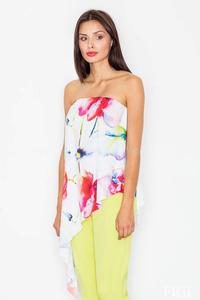 Two Pieces Jumpsuit Flowered Top and Yellow Plain Bottom