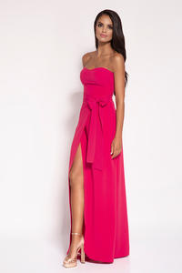 Raspberry Pink Off-Shoulders Maxi Evening Dress