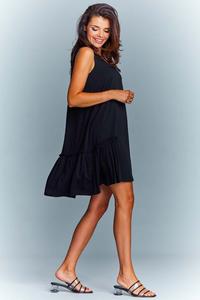 Black Loose Sleeveless Frill Dress