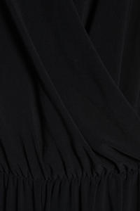 Wrap Around Sleeveless Black Jumpsuit with Shirred Waist