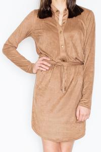 Brown Snaps Closure Mini Dress