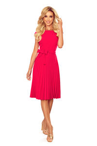 Raspberry Pink Cocktail Pleated Dress