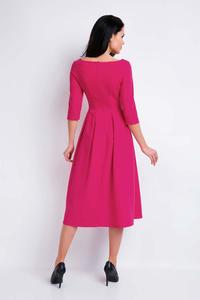 Pink Midi Formal Dress with Wide Bottom