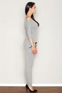 Grey Jumpsuit with Cut Out Shoulders