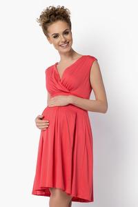 Coral Red Deep V-Neckline Swing Dress