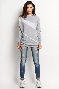 Grey Casual Fit Unique Collar Ladies Sweatshirt 