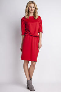 Red Casual 3/4 Sleeves Dress