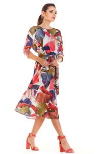 Classic Flared Dress with a Colorful Pattern