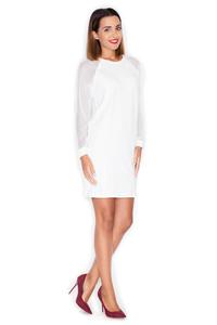 Ecru Casual Mini Dress with Transparent Sleeves