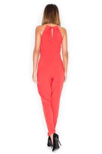 Red Elegant Chain Halterneck Long Legs Jumpsuit