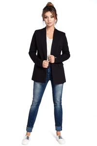 Black Casual No Buttons Blazer