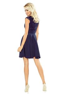Navy Blue Coctail Dress with Lace Top