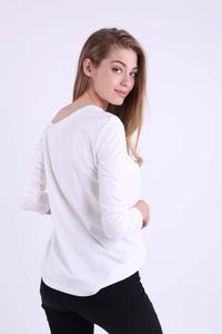 Ecru Casual Blouse with Overlay Pocket