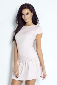 Pink Short Sleeves Mini Dress with a Frill