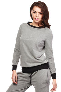Grey Dynamic Sporty Sweatshirt Long-sleeve Blouse