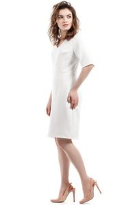 Ecru Soft Office Style Knee Length Dress