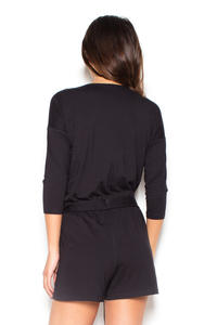 Black Wrap Front Summer Jumpsuit