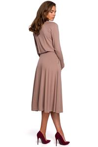 Cappuccino Flared Casual Midi Dress