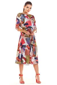 Classic Flared Dress with a Colorful Pattern