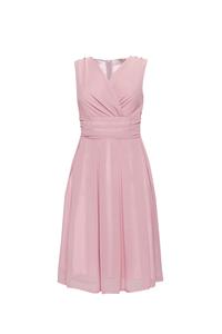 Pink Elegant Deep Neck Evening Dress