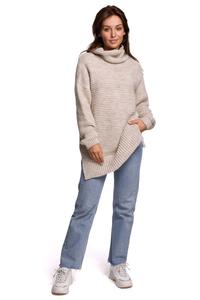 Women's Oversize Turtleneck Sweater - Beige